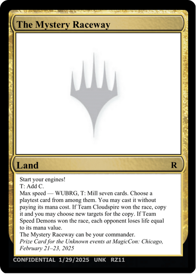 The Mystery Raceway (UNK-) - Un-Known Event Playtest Cards