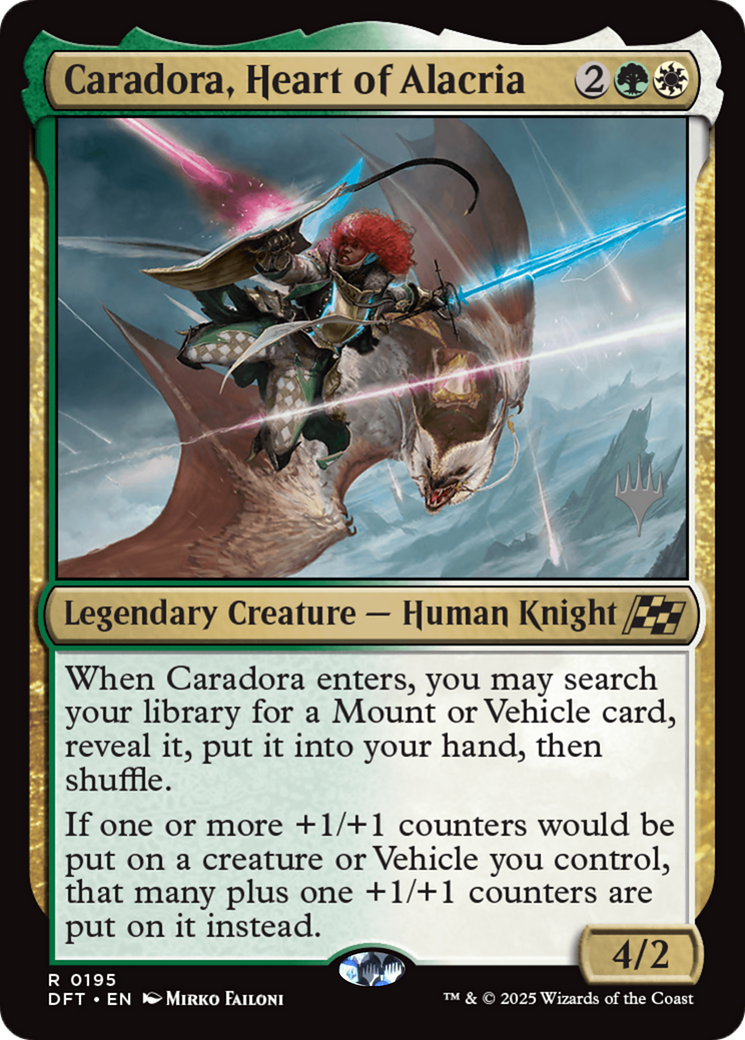 Caradora, Heart of Alacria (PPDFT-195) - Promo Pack: Aetherdrift Foil