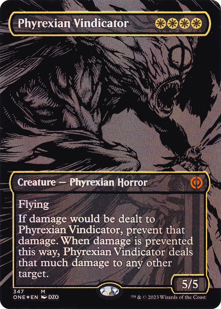Phyrexian Vindicator (Oil Slick Raised Foil) (ONE-347) - Phyrexia: All Will Be One (Borderless) Foil