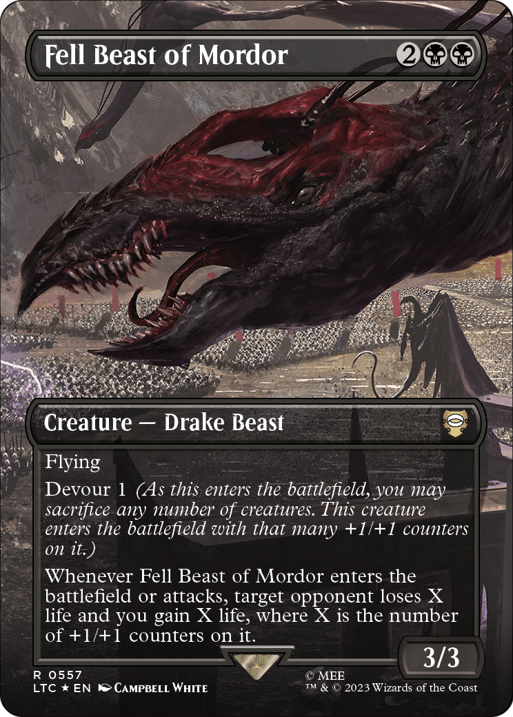 Fell Beast of Mordor (Borderless) (Surge Foil) (LTC-557) - Tales of Middle-earth Commander Foil
