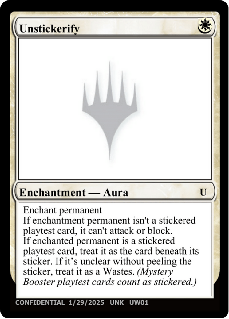 Unstickerify (UNK-) - Un-Known Event Playtest Cards