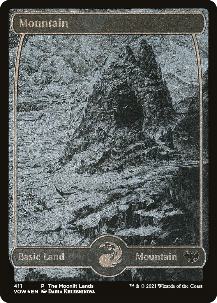 Mountain (Moonlit Land) (Foil Etched) (WPN-411) - Innistrad: Crimson Vow Foil