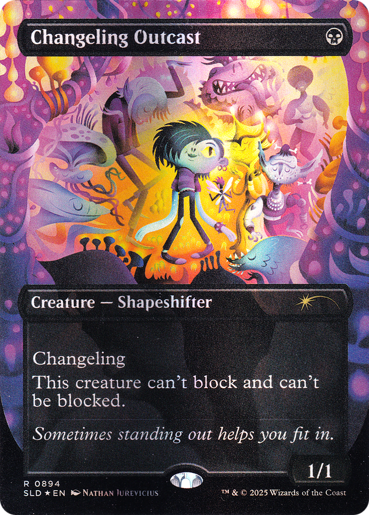Changeling Outcast (Rainbow Foil) (SLD-894) - Secret Lair Drop (Borderless) Foil