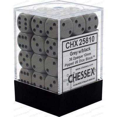 Chessex 36 D6 Opaque Dark Grey/ Black