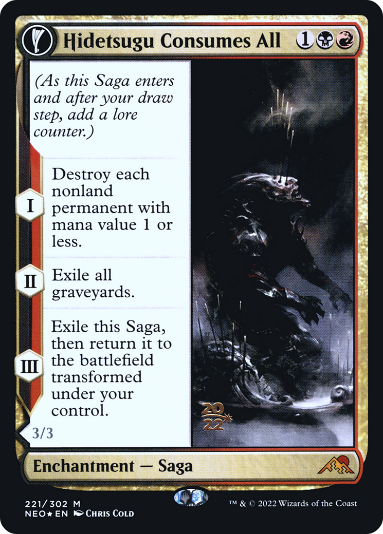 Hidetsugu Consumes All (PRE-221) - Kamigawa: Neon Dynasty Promos: (fandfc, enchantment) Foil