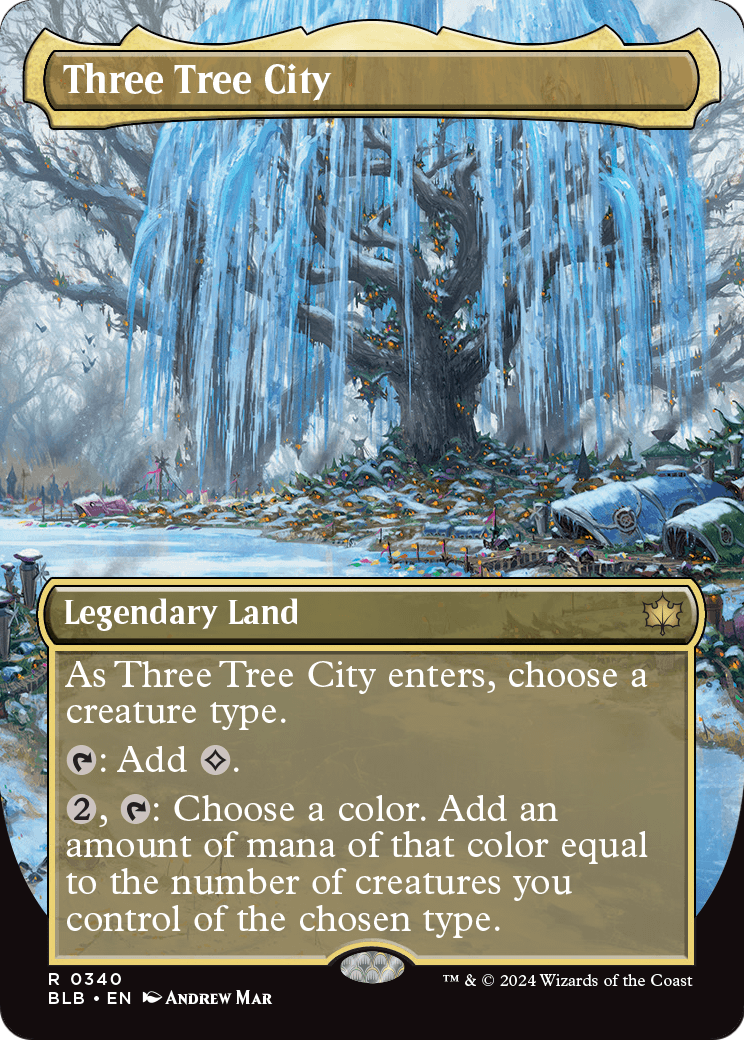 Three Tree City (Borderless) (0340) (BLB-340) - Bloomburrow Foil