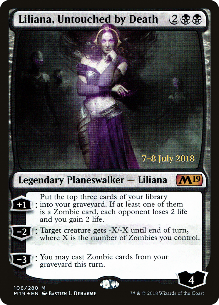 Liliana, Untouched by Death (PRE-106S) - Core Set 2019 Promos Foil