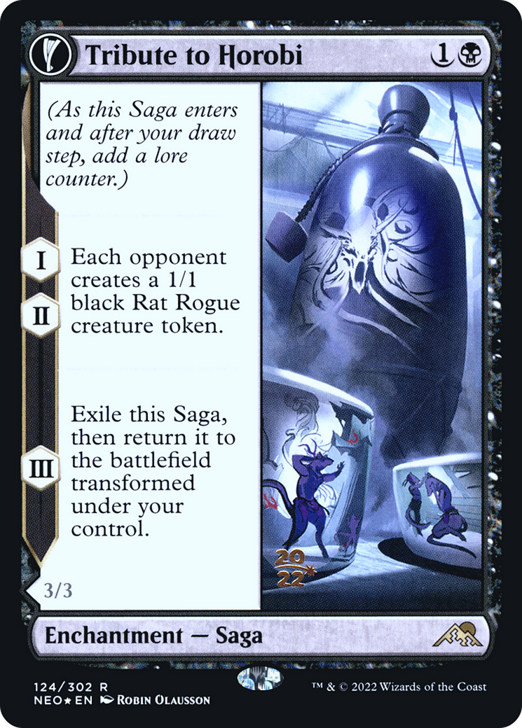 Tribute to Horobi (PRE-124) - Kamigawa: Neon Dynasty Promos: (fandfc, enchantment) Foil