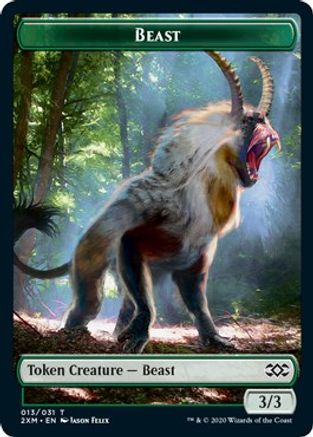Beast // Treasure Double-Sided Token (2XM-13 // 27) - Double Masters Foil