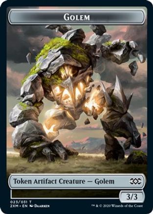 Golem // Human Soldier Double-Sided Token (2XM-23 // 5) - Double Masters Foil