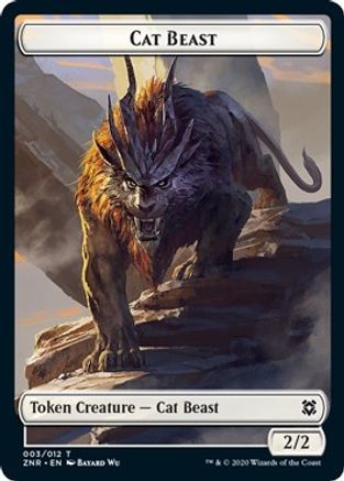 Cat Beast // Plant Double-sided Token (ZNR-) - Zendikar Rising Foil