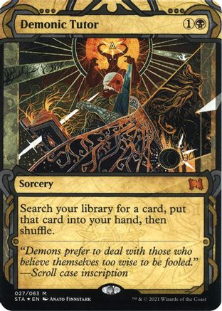 Demonic Tutor (Foil Etched) (STA-027) - Strixhaven Mystical Archive (Borderless) Foil