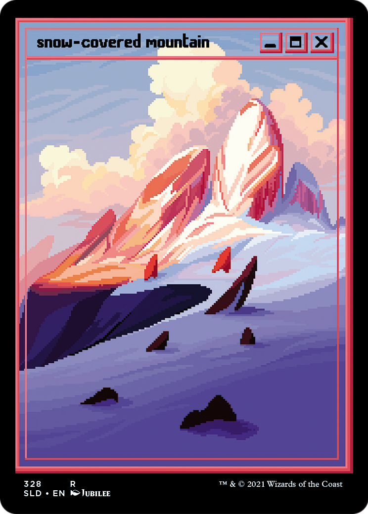Snow-Covered Mountain (PixelSnowLands.jpg) (SLD-328) - Secret Lair Drop