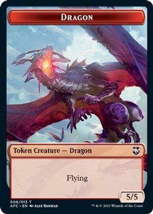 Dragon // Dragon Spirit Double-Sided Token (AFC-6 // 9) - Commander: Adventures in the Forgotten Realms