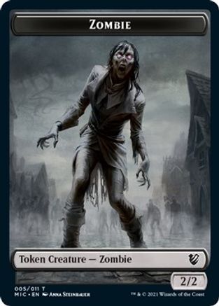 Zombie (005 MIC) // Zombie (005 MID) Double-Sided Token (MIC-5 // 5) - Commander: Innistrad: Midnight Hunt