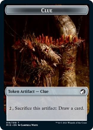 Clue // Emblem - Wrenn and Seven Double-Sided Token (MID-16 // 18) - Innistrad: Midnight Hunt Foil