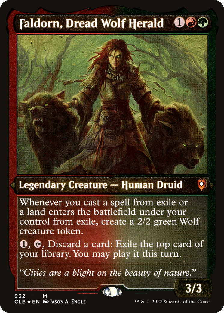 Faldorn, Dread Wolf Herald (Display Commander) - Thick Stock (CLB-932) - Commander Legends: Battle for Baldur's Gate Foil