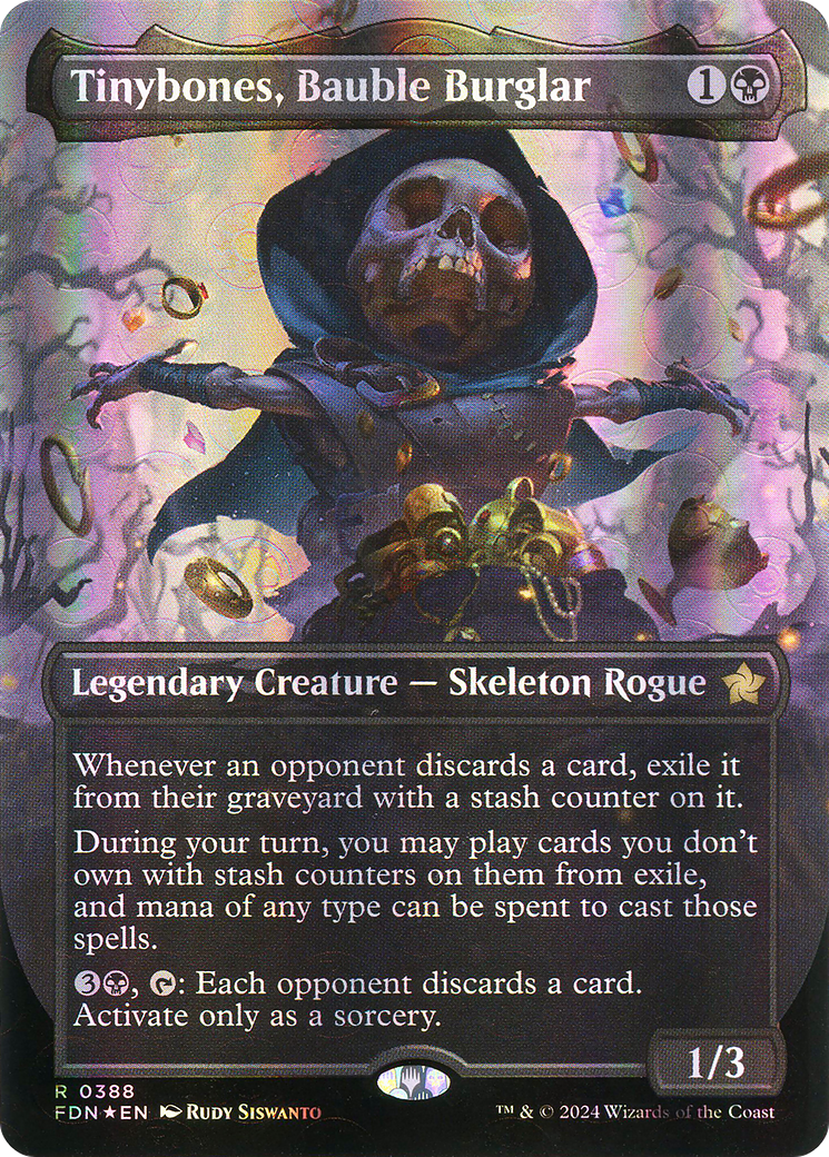 Tinybones, Bauble Burglar (Borderless) (Mana Foil) (FDN-388) - Foundations Foil