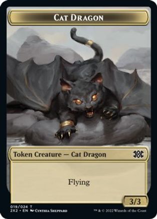 Cat Dragon // Spirit (002) Double-Sided Token (2X2-19 // 2) - Double Masters 2022 Foil
