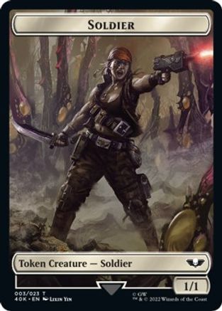 Soldier (003) // Sicarian Infiltrator Double-sided Token (Surge Foil) (40K-) - Universes Beyond: Warhammer 40,000 Foil