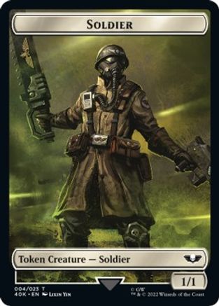 Soldier (004) // Arco-Flagellant Double-sided Token (Surge Foil) (40K-) - Universes Beyond: Warhammer 40,000 Foil