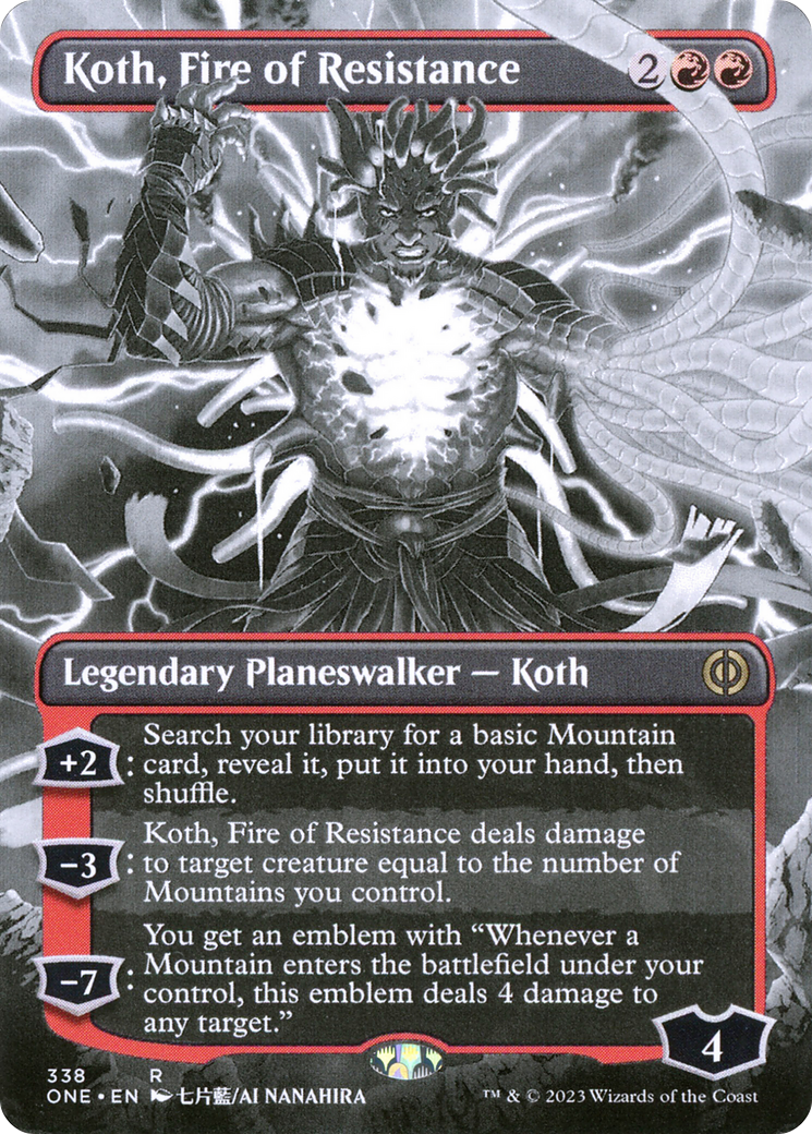 Koth, Fire of Resistance (Borderless) (ONE-338) - Phyrexia: All Will Be One: (Showcase) Foil