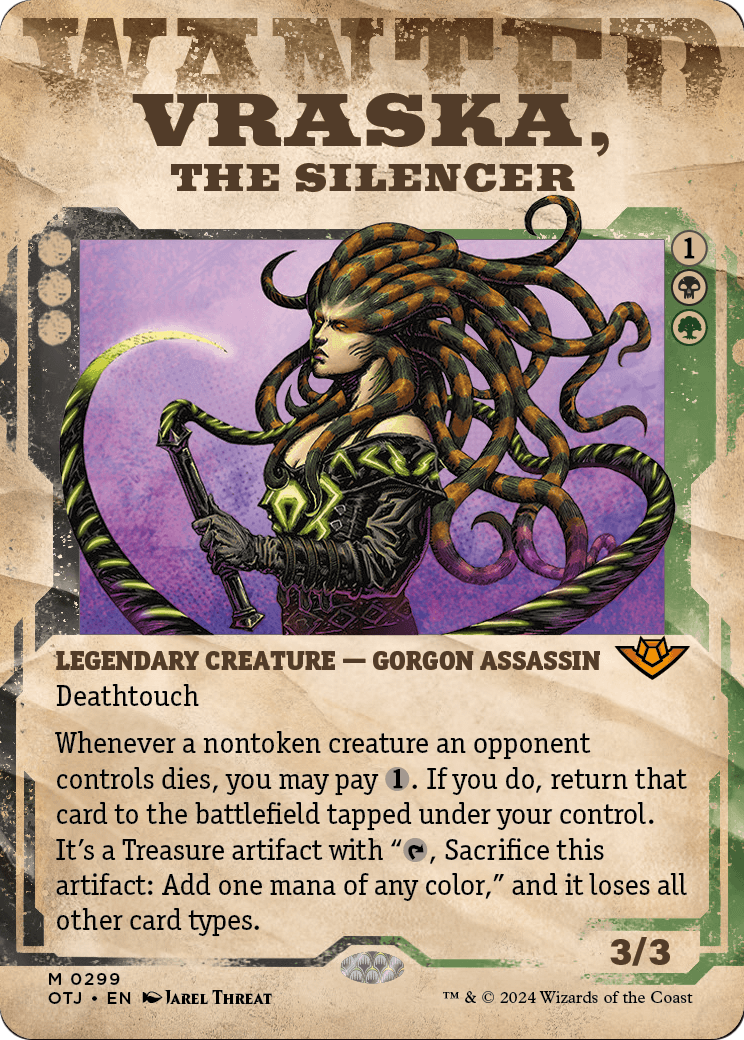 Vraska, the Silencer (Showcase) (OTJ-299) - Outlaws of Thunder Junction: (Showcase) (Borderless)