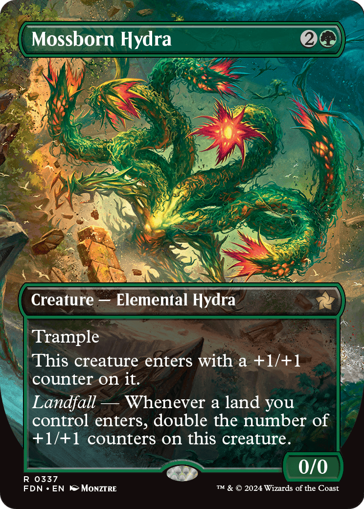 Mossborn Hydra (Borderless) (FDN-337) - Foundations