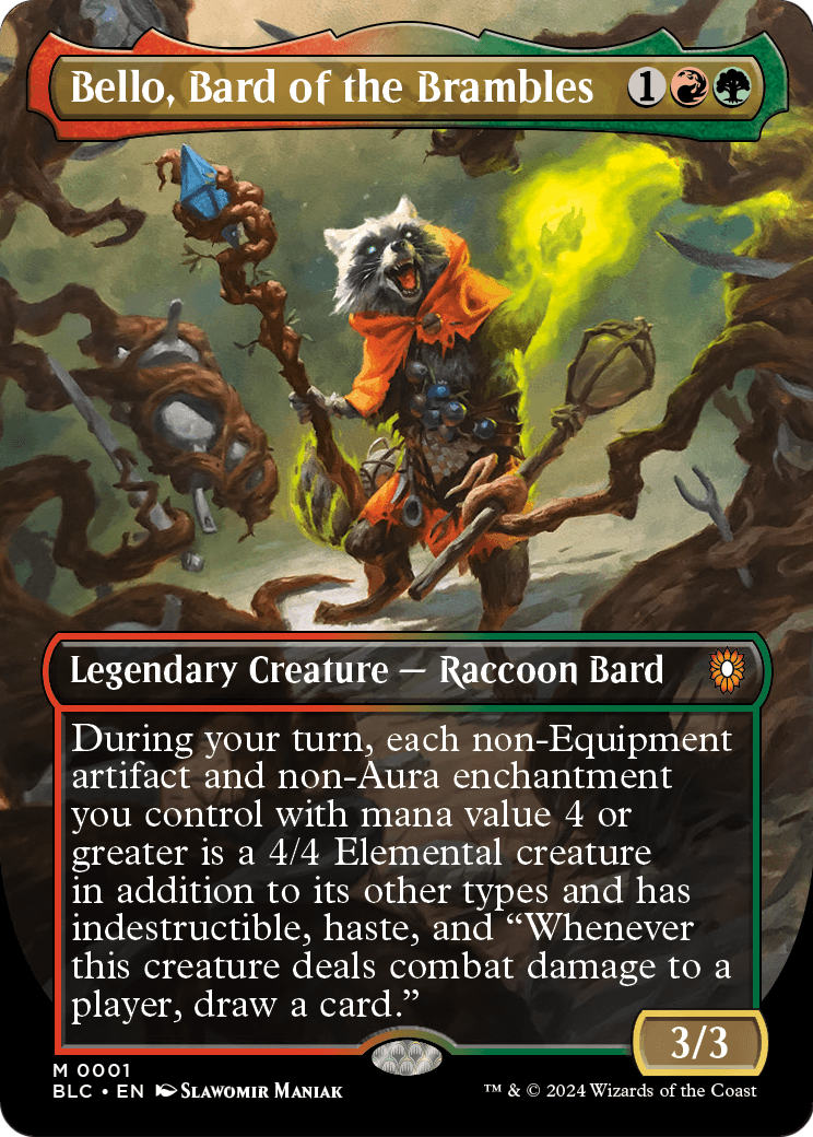 Bello, Bard of the Brambles (Borderless) (BLC-001) - Bloomburrow Commander Foil
