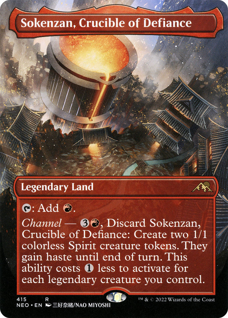 Sokenzan, Crucible of Defiance (Borderless) (NEO-415) - Kamigawa: Neon Dynasty Foil