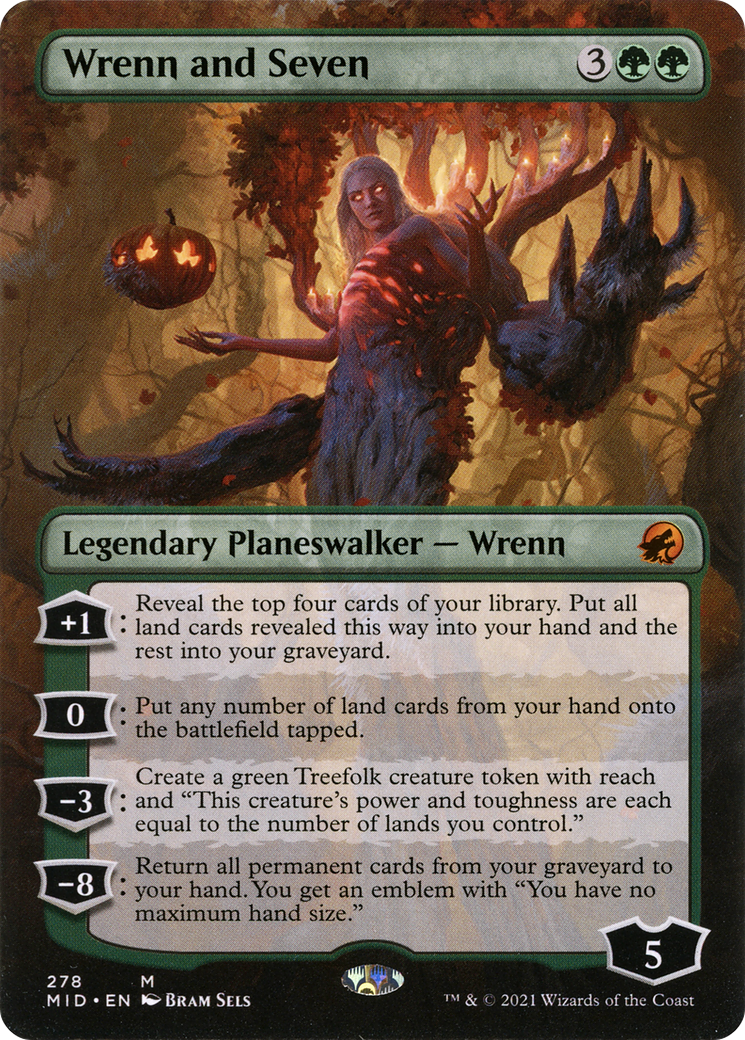 Wrenn and Seven (Borderless) (MID-278) - Innistrad: Midnight Hunt Foil