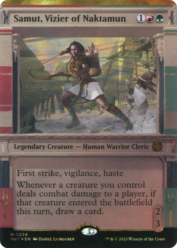 Samut, Vizier of Naktamun (Halo Foil) (MAT-224) - March of the Machine: The Aftermath: (Showcase) (Borderless) Foil