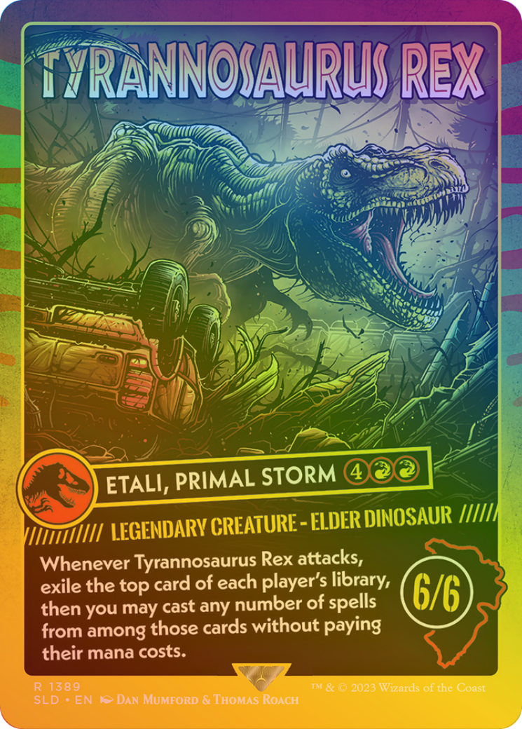 Tyrannosaurus Rex - Etali, Primal Storm (Rainbow Foil) (SLD-1389) - Secret Lair Drop / Tyrannosaurus Rex (Borderless) Foil