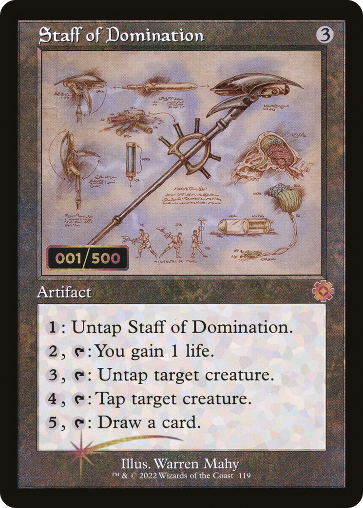 Staff of Domination (Schematic) (Serial Numbered) (BRR-119) - The Brothers' War Retro Artifacts Foil