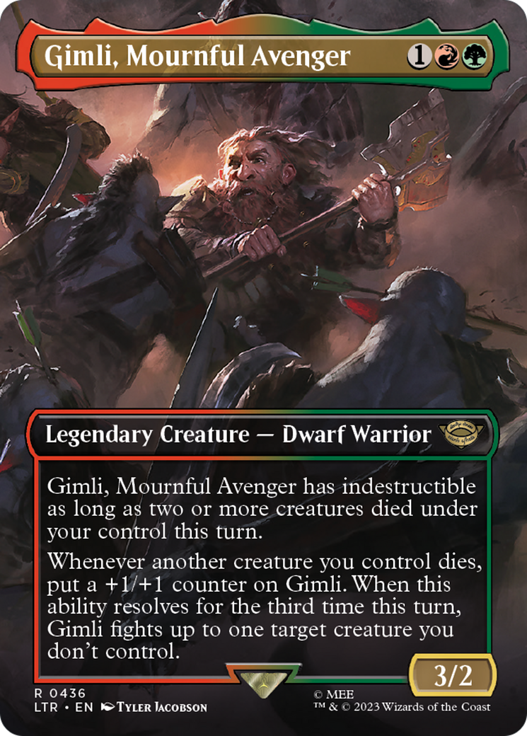 Gimli, Mournful Avenger (Borderless) (LTR-436) - The Lord of the Rings: Tales of Middle-earth Foil