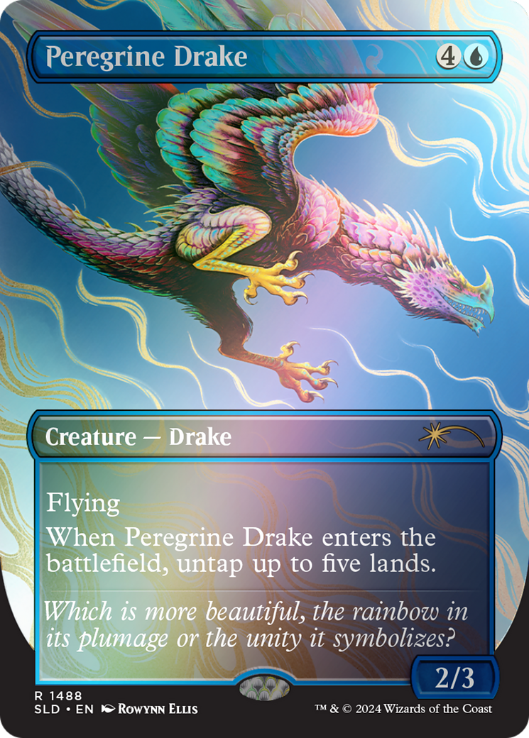 Peregrine Drake (Rainbow Foil) (SLD-1488) - Secret Lair Drop (Borderless) Foil