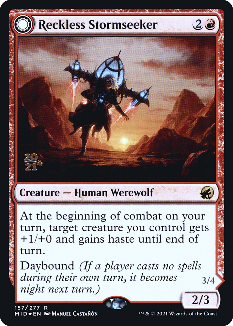 Reckless Stormseeker (PRE-157S) - Innistrad: Midnight Hunt Promos: (Double Faced Transform) Foil