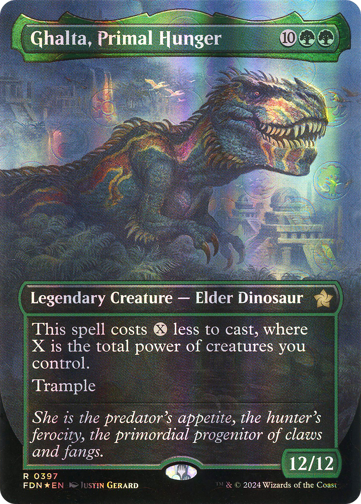 Ghalta, Primal Hunger (Borderless) (Mana Foil) (FDN-397) - Foundations Foil