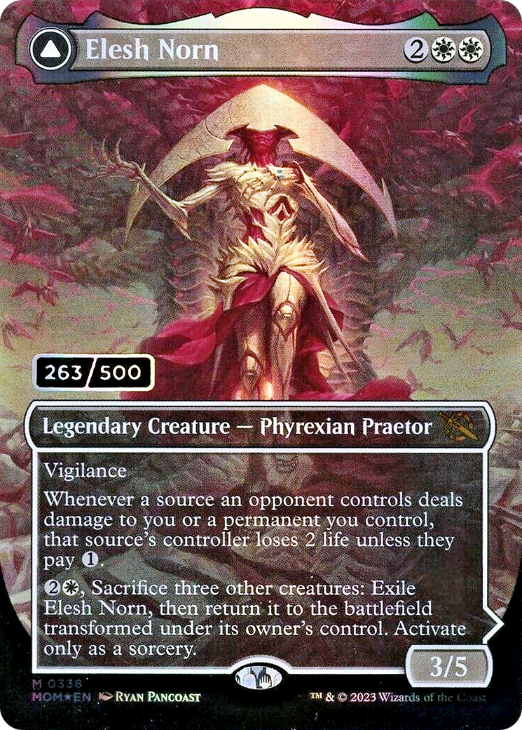 Elesh Norn (Serial Numbered) (MOM-338) - March of the Machine (Borderless) Foil