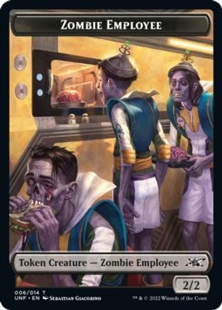 Zombie Employee // Treasure (013) Double-sided Token (UNF-) - Unfinity Foil