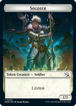 Soldier // Dinosaur Double-Sided Token (MOM-2 // 7) - March of the Machine Foil