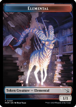 Elemental (0009) // Emblem - Wrenn and Realmbreaker Double-Sided Token (MOM-9 // 23) - March of the Machine Foil