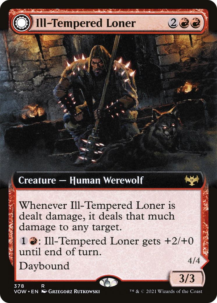 Ill-Tempered Loner (Extended Art) (VOW-378) - Innistrad: Crimson Vow: (Extended Art, Double Faced Transform)