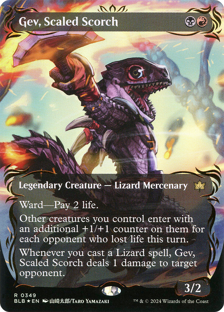Gev, Scaled Scorch (Borderless) (Raised Foil) (BLB-349) - Bloomburrow: (Showcase) Foil