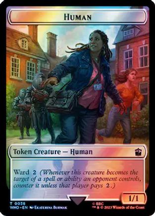 Human (0038) // Clue (0055) Double-Sided Token (Surge Foil) (WHO-38 // 55) - Universes Beyond: Doctor Who Foil