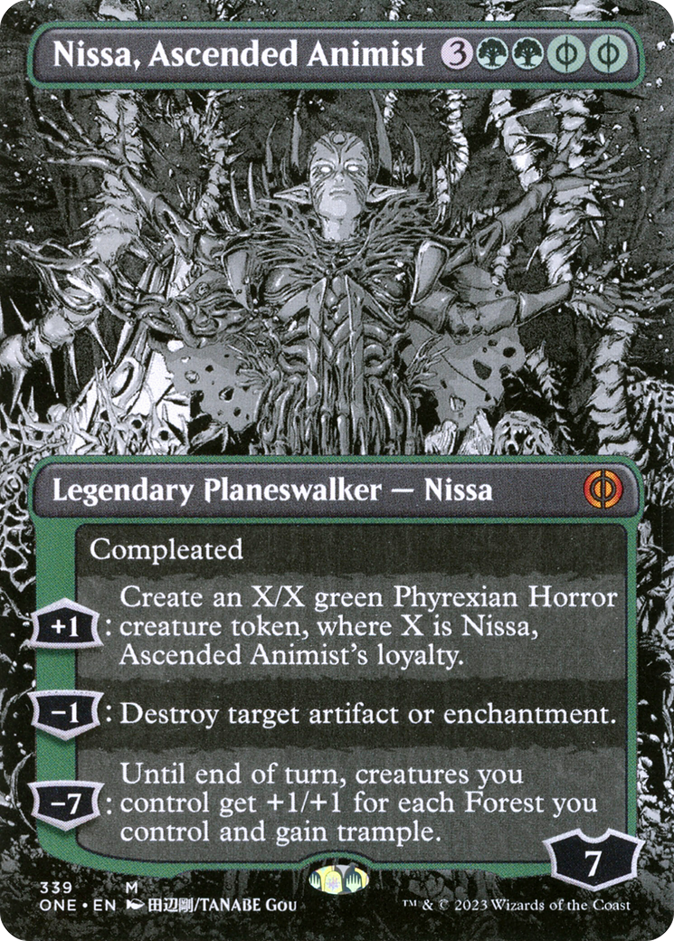 Nissa, Ascended Animist (Borderless) (ONE-339) - Phyrexia: All Will Be One: (Showcase) Foil