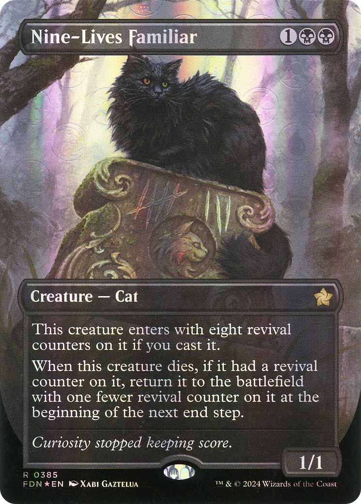 Nine-Lives Familiar (Borderless) (Mana Foil) (FDN-385) - Foundations Foil