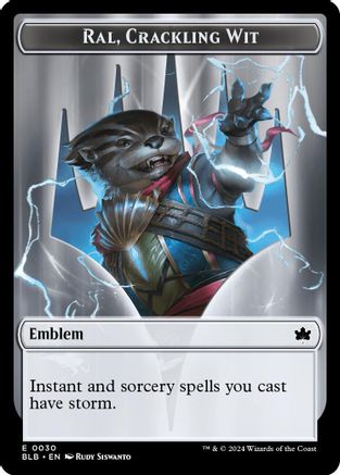 Emblem - Ral, Crackling Wit // Bushy Bodyguard Double-Sided Token (BLB-30 // 20) - Bloomburrow Foil