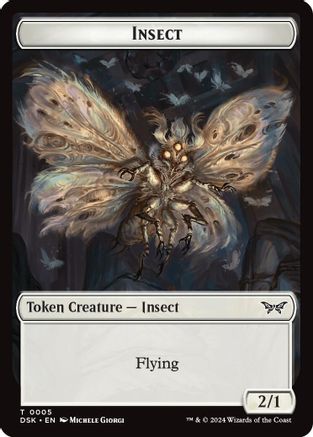 Insect (0005) // Manifest Double-Sided Token (DSK-5 // 18) - Duskmourn: House of Horror Foil