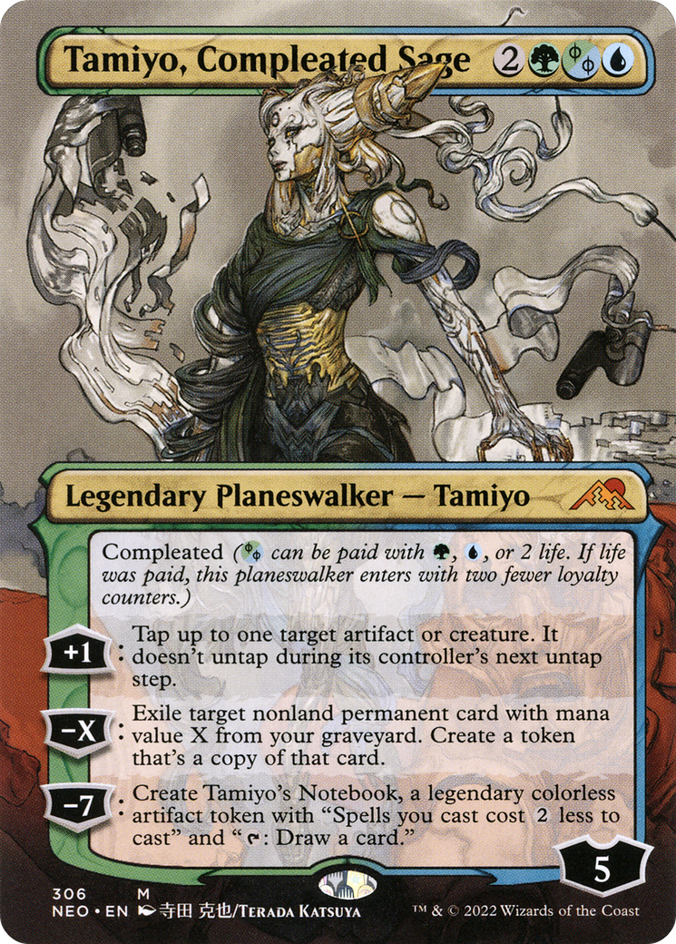 Tamiyo, Compleated Sage (Borderless) (NEO-306) - Kamigawa: Neon Dynasty Foil